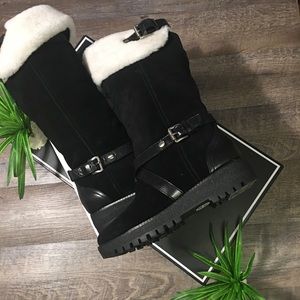 MichaelK Suede Sheep Shearling Boots
